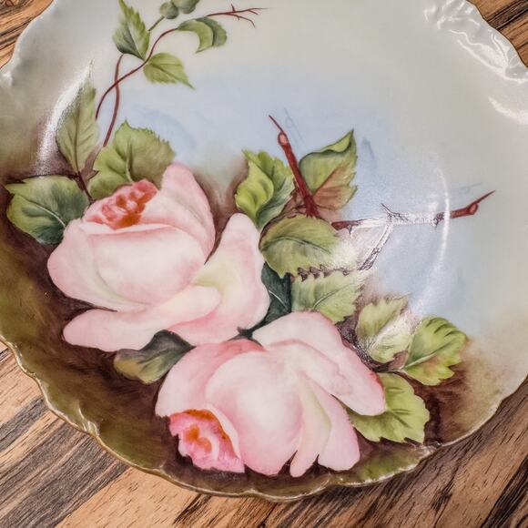 1891-1906, Vintage RC Rosenthal Versailles Bavaria Plate, Roses and Thorns, 7” - Picture 4 of 8